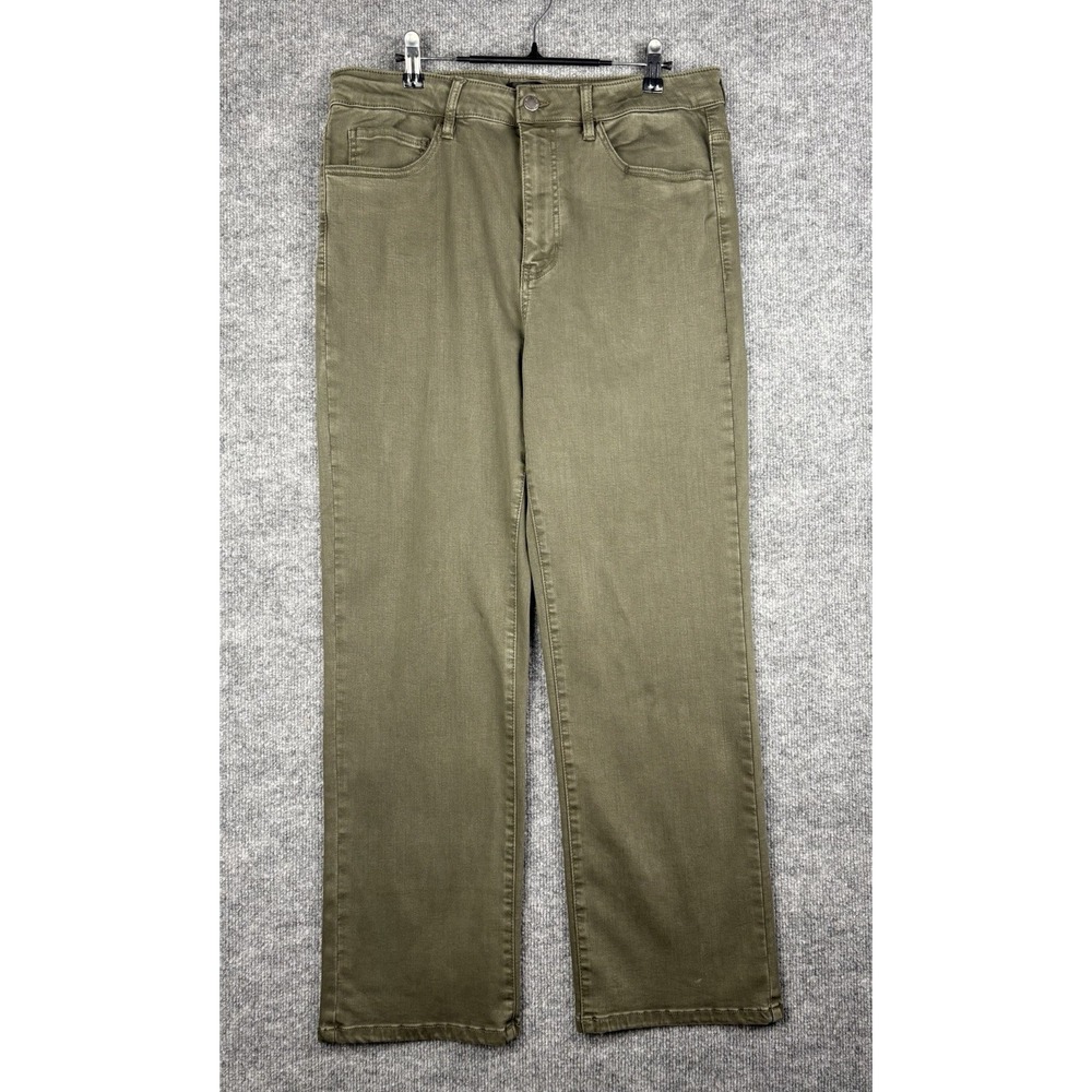 Well Worn Women's Sz 14 Olive Green Stretch high rise Straight Jeans 28" Inseam